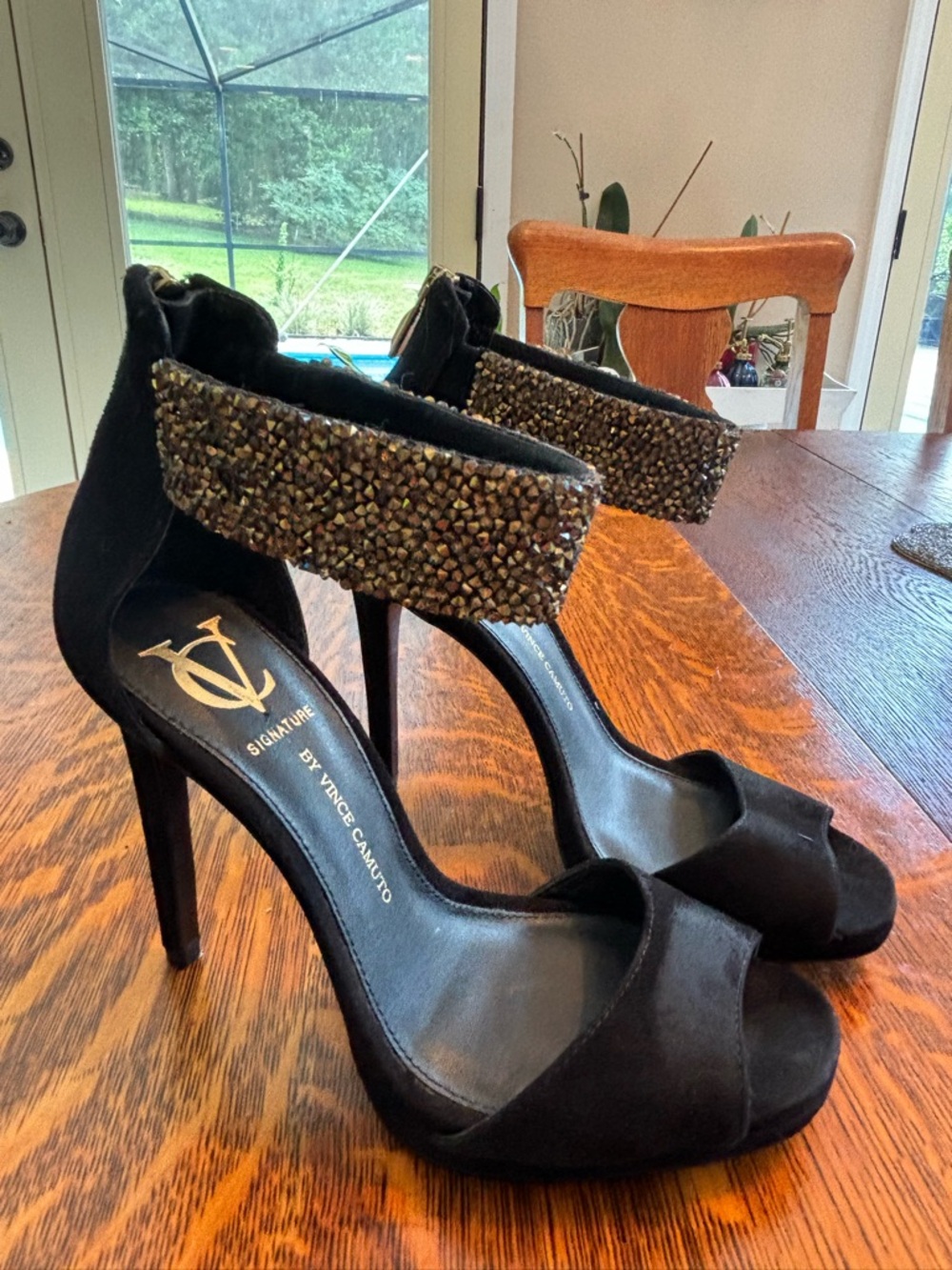 Vince Camuto Signature black suede high heels
